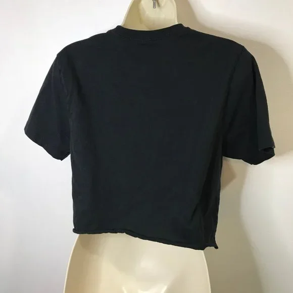 Vans Off the Wall Black Crop T-shirt SMALL S Spider Skateboard Crewneck - Picture 6 of 8